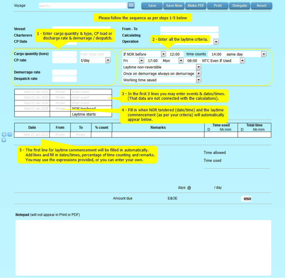 the shipping system laytime calculation free